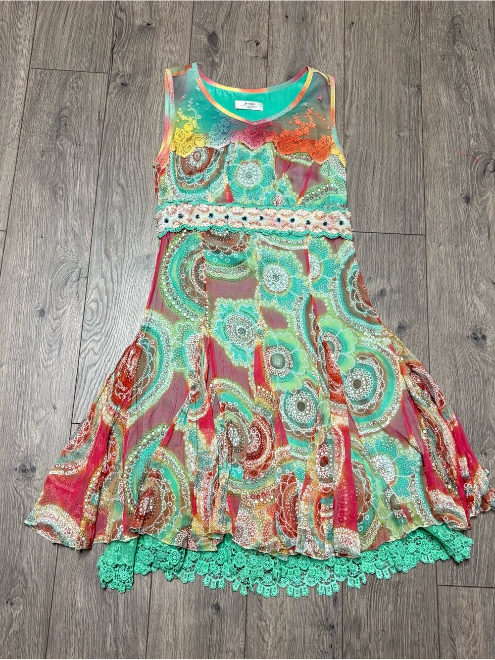 Paisley print floral funky lace detail dress
